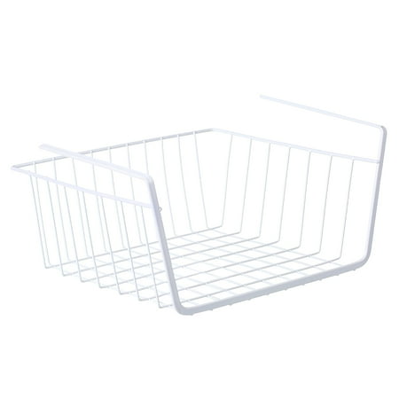 Hanging Kitchen Cabinets - Metal Wire Under Shelf Hanging Storage Basket Space Saving Cabinet Organizer Holder for Bookshelf Kitchen Closet Office Desk Cupboard--White
