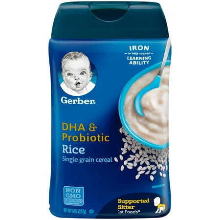 GERBER DHA and Probiotic Single-Grain Rice Baby Cereal, 8 oz