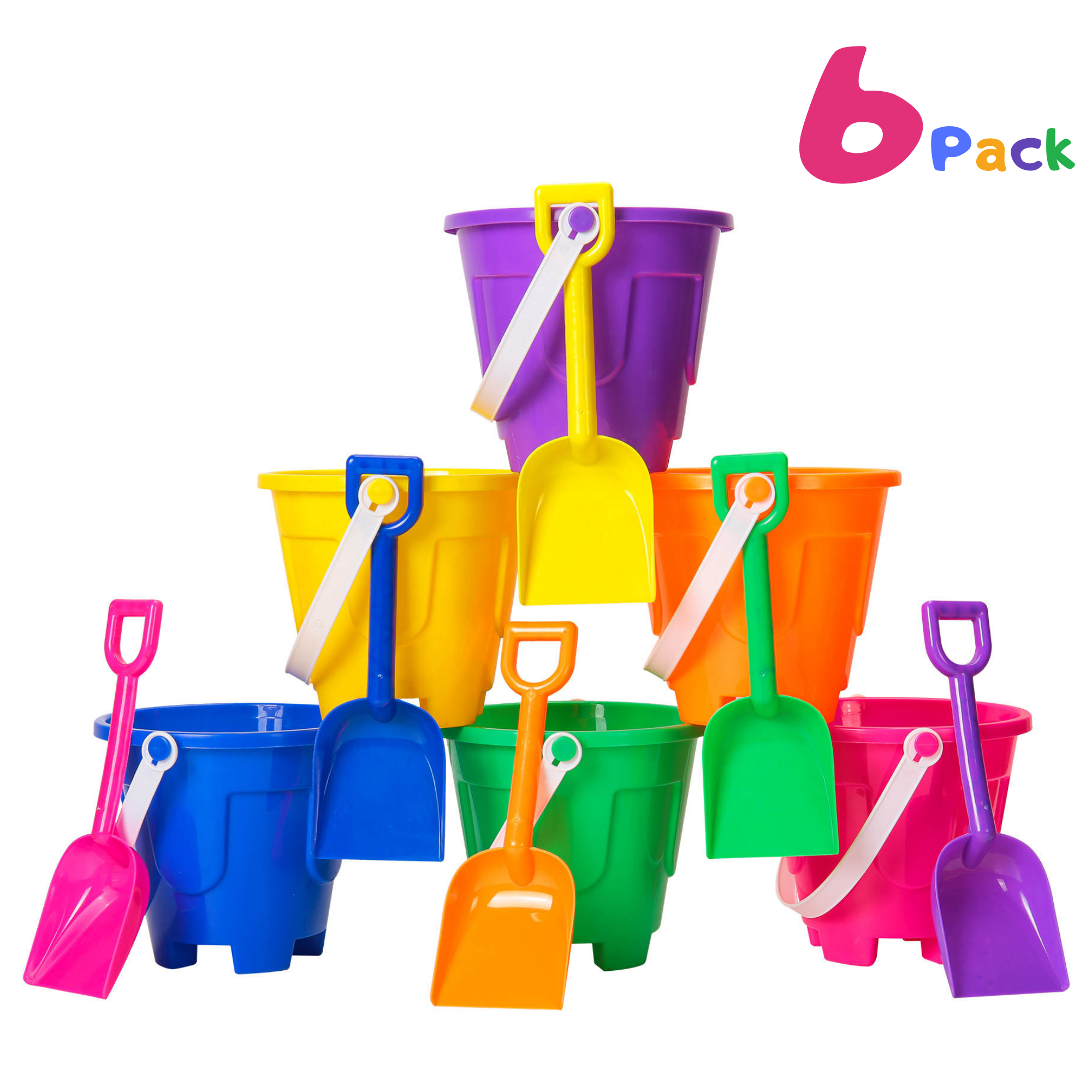 Yellow Red Blue Set Of 6 Sand Castle Buckets 
