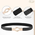 thumbnail image 3 of Women Retro Fashion Elastic Belt Stretchy Skinny Waist Belt for Dress Jeans Pants with Metal Gold Buckle, 3 of 6