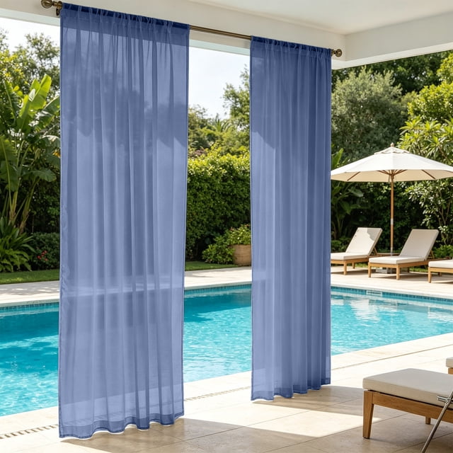 Yhmxh Cortinas transparentes impermeables para exteriores, ideales para patio, ventanas con bolsillo para barra, que filtran la luz, perfectas para porches y balcones, y para interiores, ideales pa