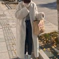 thumbnail image 3 of Abrigos acolchados mullidos para mujer, cárdigans de polar holgados de cuello alto y manga larga hasta los tobillos, chaquetas de pelo de cordero de invierno de gran tamaño, 3 of 4