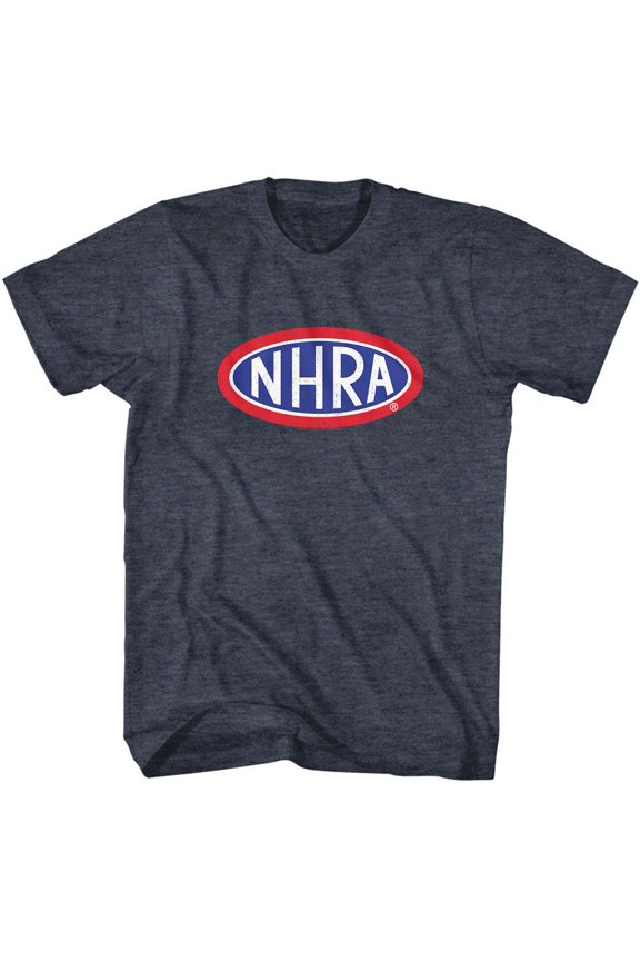 National Hot Rod Association NHRA Logo Navy Heather Adult T-Shirt