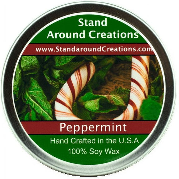 PEPPERMINT TIN 6-OZ. ALL NATURAL SOY CANDLE