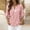 Red, variant on Women's Casual Loose Linen Striped V-Neck Three-Quarter Sleeve Ruffled Top