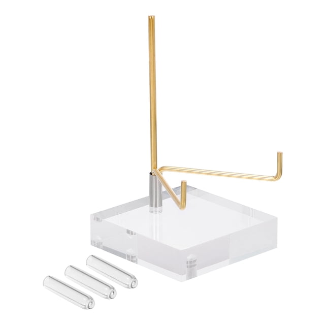 Unique Bargains 2.4' x 2.4' x 1' Acrylic Display Stands, Display Easel Holder Brass Arm, Clear