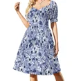 thumbnail image 4 of Vestido sencillo de manga corta con estampado de superestrella y cuello halter, ropa de verano para mujer., 4 of 8