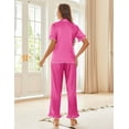 thumbnail image 5 of Ekouaer Silk Pajamas for Women Satin Short Sleeve Pajamas Set with Ruffle 2 Pieces Button Down Tops and Pants, 5 of 6