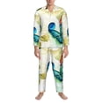 thumbnail image 3 of Naloa Floral Vintage Men’s Pajamas Set - Long Sleeve Button Down Sleep Shirt and Pajama Bottoms Sleepwear Set-X-Large, 3 of 7