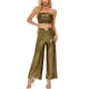thumbnail image 2 of INSPIRE CHIC Conjuntos de verano de 2 piezas para mujeres con pantalones de pierna ancha y tops cortos XS Negro Dorado, 2 of 5