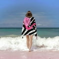 thumbnail image 6 of PHYHOO Black and White Striped Flamingos Beach Towel, Sand Free Microfiber Beach Blanket, Quick Dry Absorbent Bath Towels for Swimming Pool, Camping, Picnic, Yoga Gym Sports 30x60in, 6 of 8