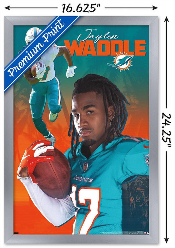 NFL Miami Dolphins - Jaylen Waddle 21 Wall Poster, 14.725" x 22.375", Framed