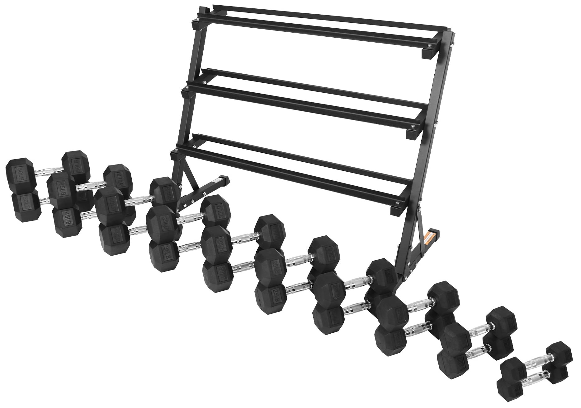 BalanceFrom 550 LB Dumbbell Set with 3-Tier Rack, Pair of 5-50 LBs, Multiple Packages, Black