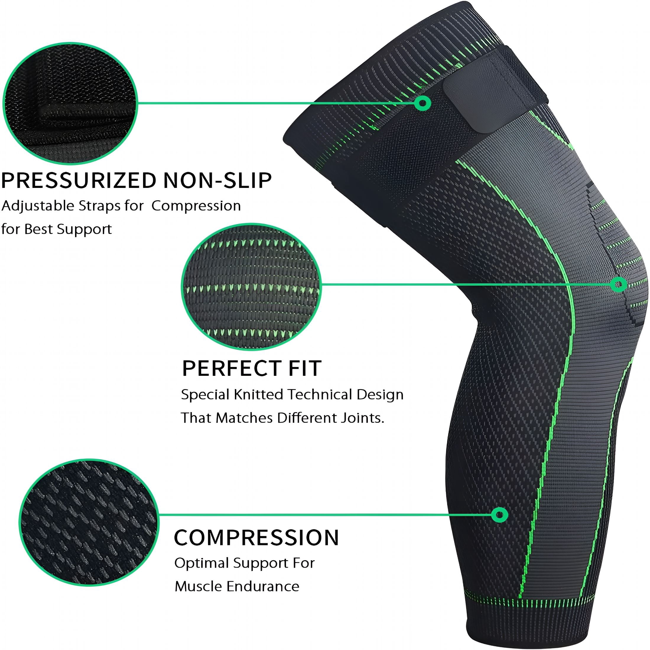 XIRQI Full Leg Sleeves Long Compression Leg Sleeve Knee Sleeves Protect Leg for Men and Women Basketball,Arthritis,Cycling Sport