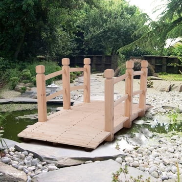 Zimtown 5' Carbonization Wooden Bridge Stained Finish Decorative Solid
