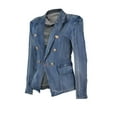 thumbnail image 3 of Sakmal Blazer Jean Jackets Women Blue Denim Fall Coats Long Sleeve Trendy Cropped Jacket for Women, 3 of 4