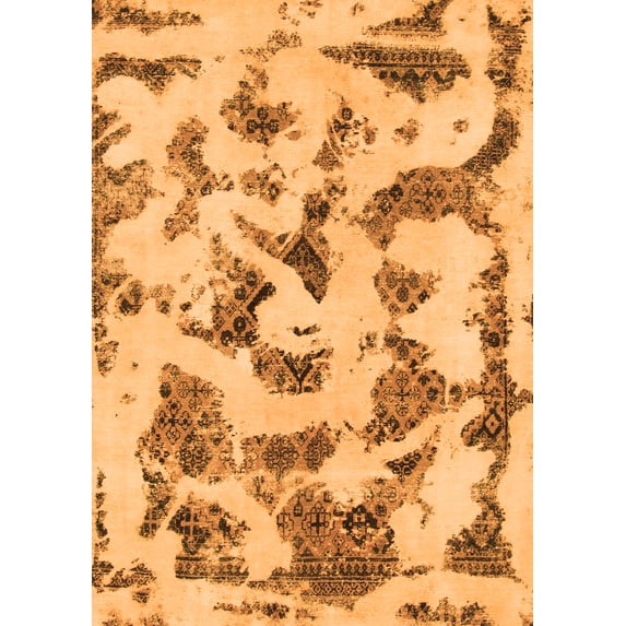 Ahgly Company Indoor Rectangle Abstract Orange Modern Area Rugs, 3' x 5'