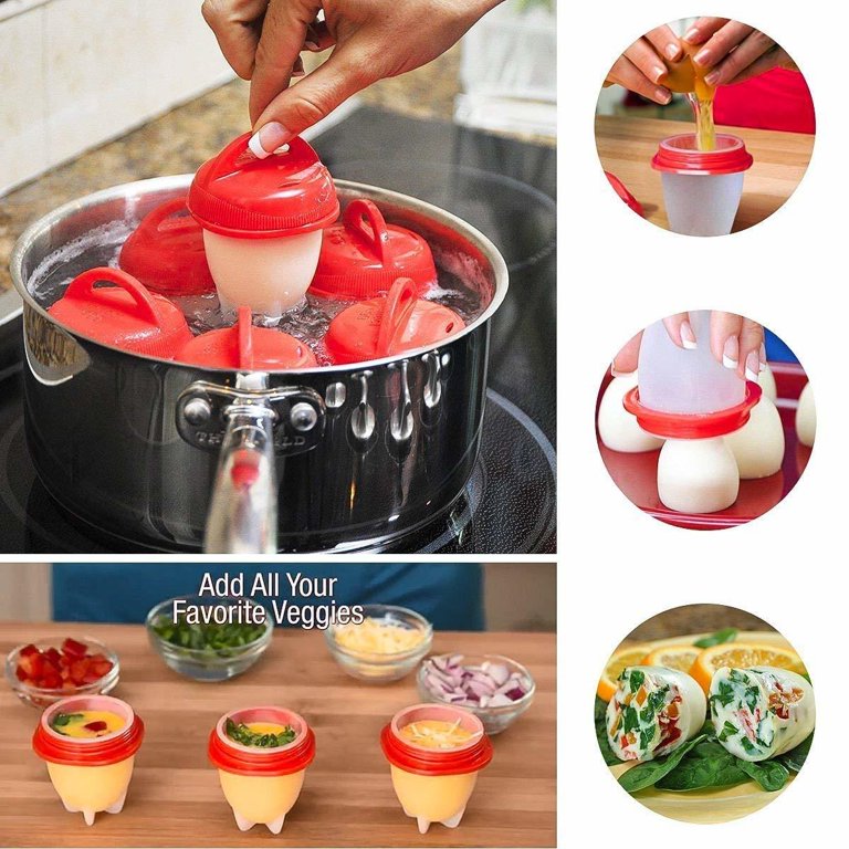 Egg Cooker - Hard Boiled Eggs Without The Shell, 6 Egg Cups,non Stick  Silicone Boiled Steamer Eggies