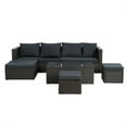 thumbnail image 4 of 7 Piece Patio Furniture Sets Outdoor Sectional PE Rattan Outdoor Furniture Patio Conversation Set with Adjustable Lounger Sofa & Ottomans, for Balcony Lawn and Garden, Gray, 4 of 10