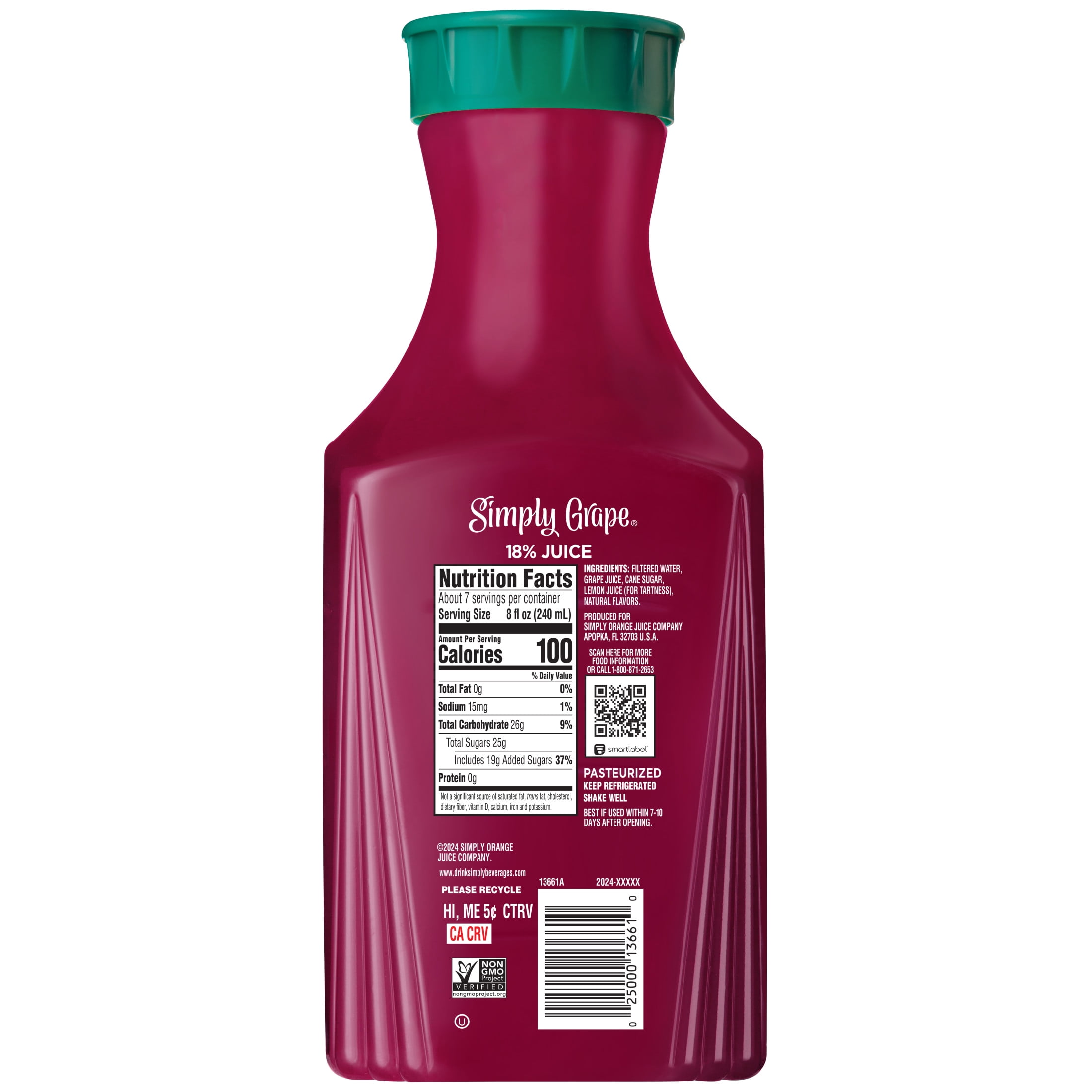 Simply Grape Juice Drink Bottle, 52 fl oz