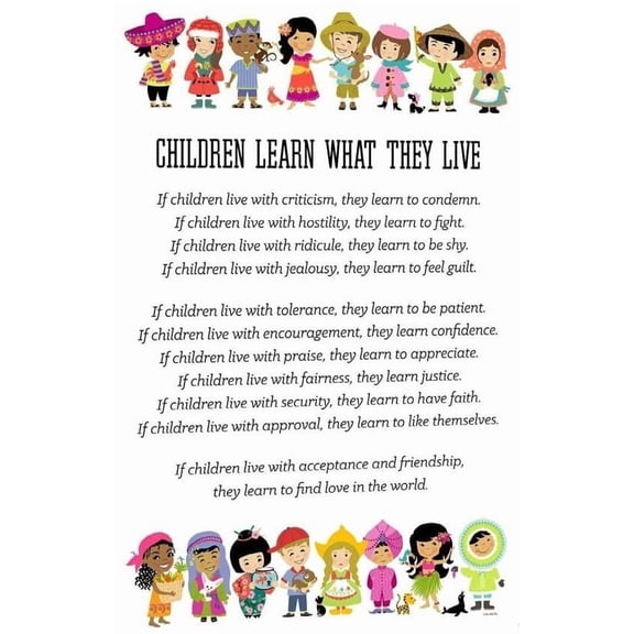 Children Learn What They Live- Poster, Around The World Children Posters for Wall Gallery Art Decoration Home Photo Picture Gifts for Living Room poster
