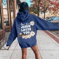 thumbnail image 3 of Bibifish Womens Hoodies Letter Floral Print Drawstring Hoodies With Pocket Oversized Fit Spring Fall Long Sleeve Stylish Pullover Tops For Ladies, 3 of 6