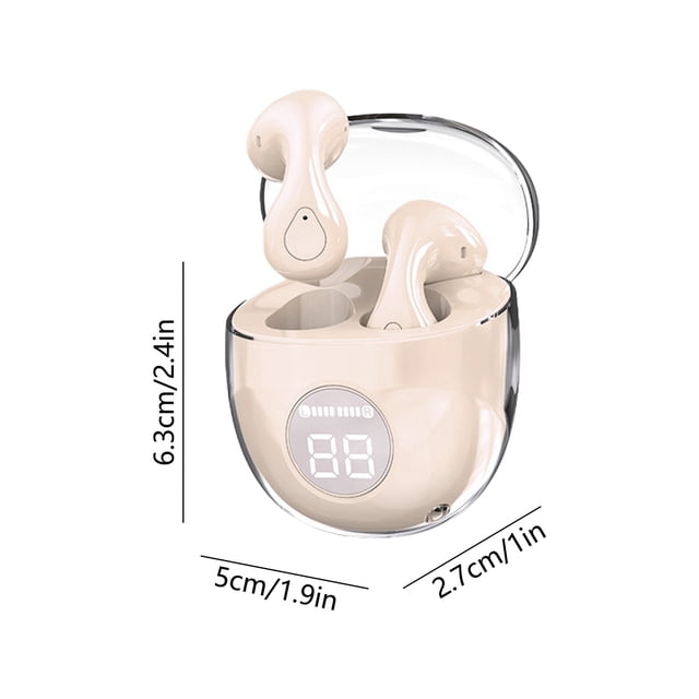 Herunwer Wireless Bluetooth Earbuds with Transparent Charging Case, Digital Display and In-Ear Teardrop Design