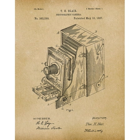 Photography Artwork - Original Camera Blair Artwork Submitted In 1887 - Photography - Patent Art Print