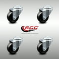 thumbnail image 2 of 3 Inch SS Hard Rubber Wheel Swivel Bolt Hole Caster Set Service Caster Brand, 2 of 2