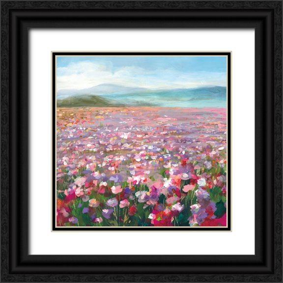 Nai, Danhui 12x12 Black Ornate Wood Framed with Double Matting Museum Art Print Titled - Headland Wildflowers