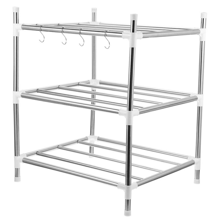 Extension 3-Tier Metal Pull Out Kitchen Cabinet Organizer Freely  Adjustable，No Drilling Rustpro Of Stainless Steel,Sturdy Multi-Functional  For Kitchen Bathroom Organization (Blcak)
