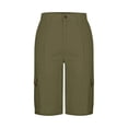 thumbnail image 4 of HKYNLAG Womens Bermuda Shorts High Waisted Cargo Shorts with Pockets Elastic Knee Length Summer Casual Shorts with Pockets Green XL, 4 of 6