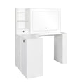 thumbnail image 6 of L-Shaped Vanity Desk with 3-Color Adjustable LED Mirror, 47" Corner Dressing Table with Charging Station & 3 Drawers for Makeup Storage, White, 6 of 9