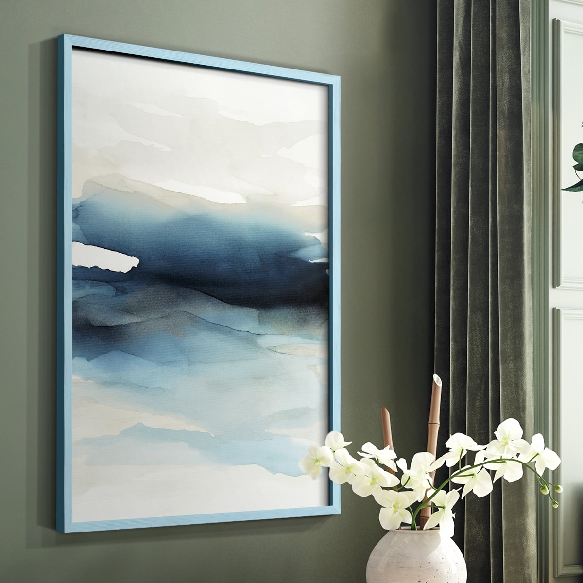 Waves II Framed Print in Blue Solid Wood 8 x 10 Framed Print