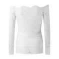 thumbnail image 2 of Gibobby Blusas Elegantes Para Mujer Blusas y camisas de mujer para mujer Reino Unido moda sin tirantes encaje un cuello manga larga hueco encaje camisetas Tops（Blanco， XXL), 2 of 5