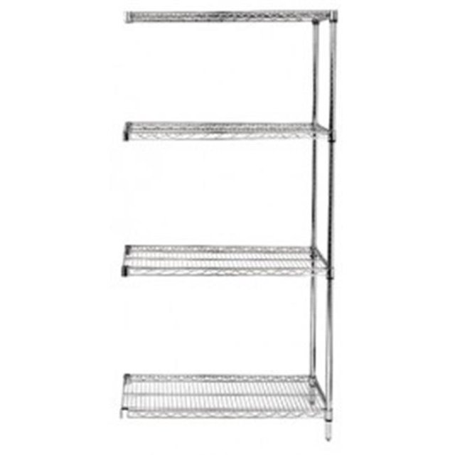 4-Shelf Wire Shelving Add-On Kit Chrome - 24 x 54 x 74 in.