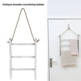 thumbnail image 2 of Wall-Hanging Towel Ladder Rustic Whitewashed Wood Countertop Ladder Farmhouse Decor Towels Rack with Adjustable Rope, 2 of 8