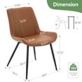 thumbnail image 3 of Dining Chairs Set of 2, Modern PU Leather Ergonomic Mid-Back Kitchen Chairs with Thick Cushions, Armless Sturdy Metal Legs and Adjustable Foot Pads for Dining Room or Breakfast Area (Brown), 3 of 10