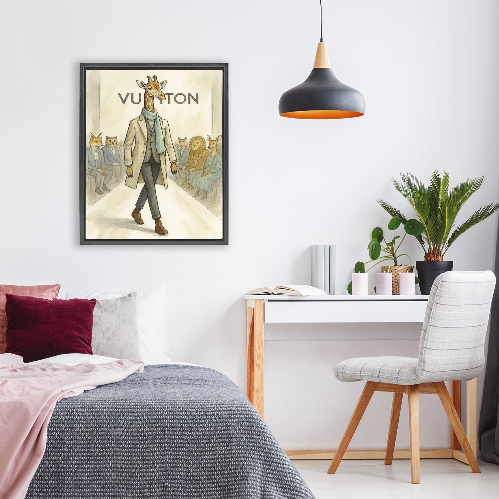 Stupell Industries Fashion Runway Giraffe Black Framed Floater Canvas Wall Art, design by Grotto Studios