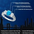 thumbnail image 2 of Gem Stone King 925 Sterling Silver Blue Opal and White Moissanite Filigree Style 3 Stone Ring for Women (2.06 Cttw, Oval 8X6MM and 6X4MM) (Size 9), 2 of 6