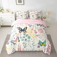 thumbnail image 2 of 7 Piece Butterfly Twin Bedding Set,Colorful Floral Butterfly Bed in a Bag with Sheets,Watercolor Flower Comforter Set Wildflower Bed Set with Fitted+Flat Sheet+Pillowcases, 2 of 5