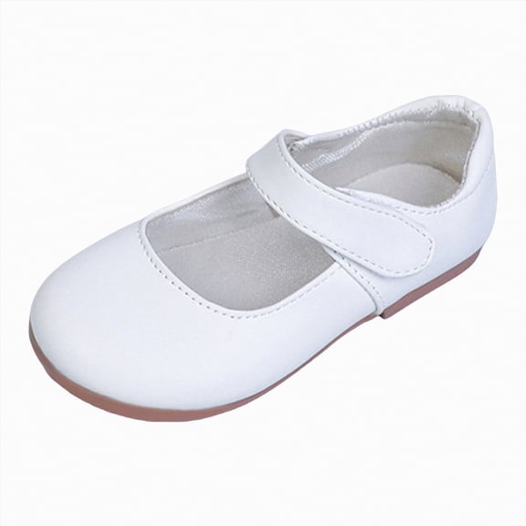 Linfrsh Baby Girl Shoes Toddler Flower Girls Dress Shoes, Mary Jane Princess Ballet Flats with Bow and Peals(White,Size8)