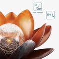 thumbnail image 3 of Lámpara solar vintage para jardín, adorno de loto de vidrio craquelado, luz solar para exteriores, resplandor ámbar, linterna de metal a prueba de lluvia para patio y jardín, 3 of 5
