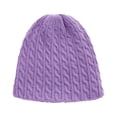 thumbnail image 2 of Dyfzdhu Women Warm Solid Twist Knit Crochet Pile Hat Pullover Cap Purple, 2 of 3