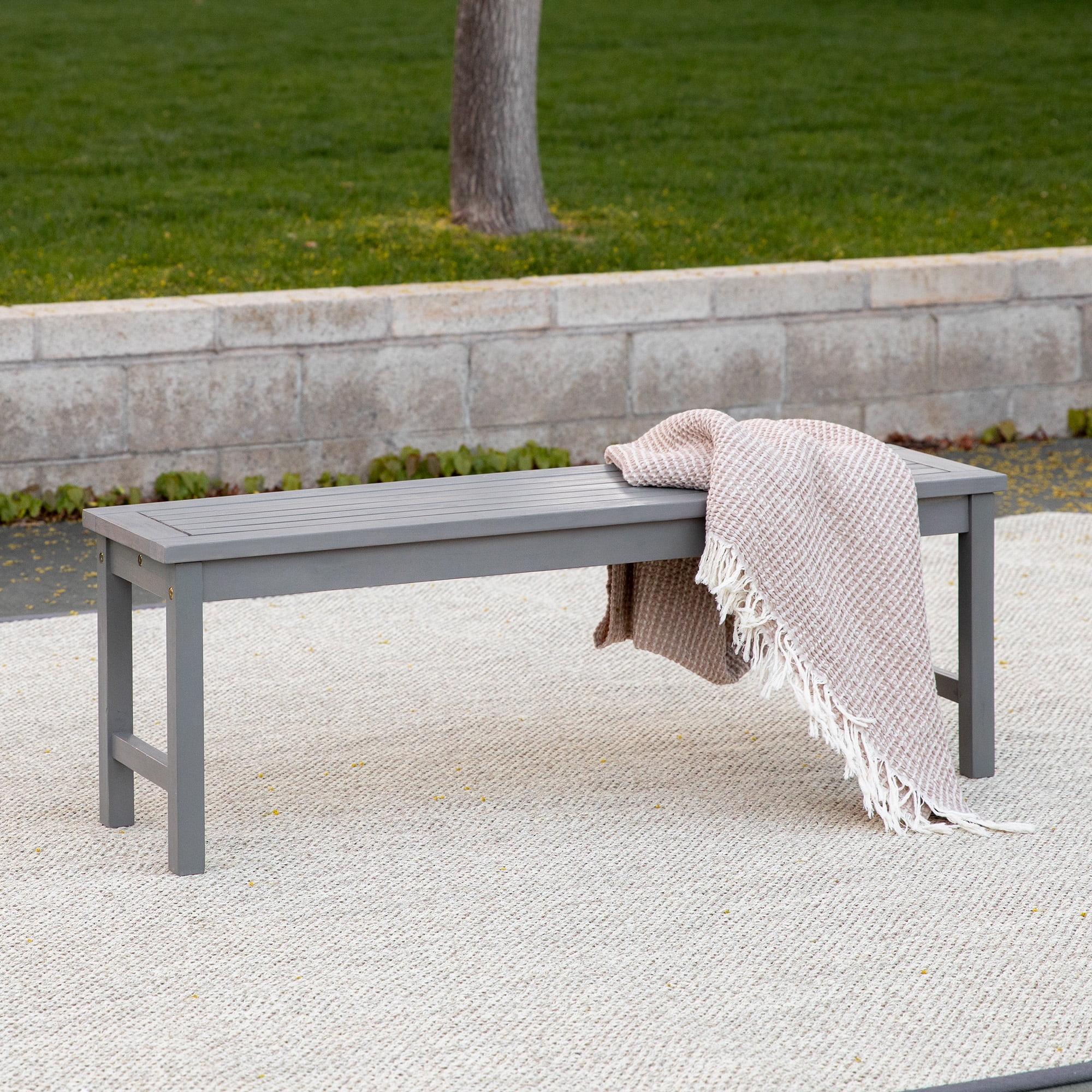 Manor Park Solid Wood Outdoor Patio Bench, Grey Wash