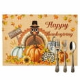 thumbnail image 2 of Happy Thanksgiving Placemats Set of 1 Turkey Maple Leaf Pumpkin Sunflower Harvest Heat Insulated Linen Place Mats, Washable Stain-Proof Table Mats for Dining Tables Holiday Decor 13x19inch, 2 of 9