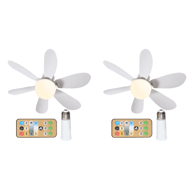 Ventilador Techo LED Enchufe E27 Control Remoto Con Extensor () Blanco