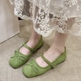 thumbnail image 2 of Bxsruta Women's Flock Mary Jane Flats with Bow and Adjustable Buckle Strap Casual Slip on Shoes, 2 of 7