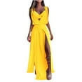 thumbnail image 2 of JNGSA Women's Sleeveless Dress Backless Spilt Maxi Dress and Underwear Soild Color Suit Casual Summer Beach Boho Vacation Outfits Yellow 10, 2 of 6