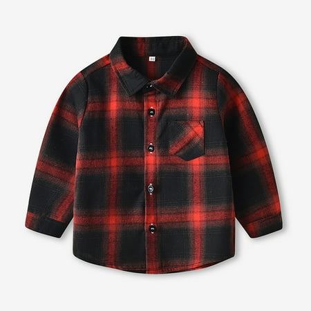 

RPVATI Toddler Baby Boys Girls Long Sleeve Shacket Plaid Button down Top Outwear Fall Jacket 3M-5Y